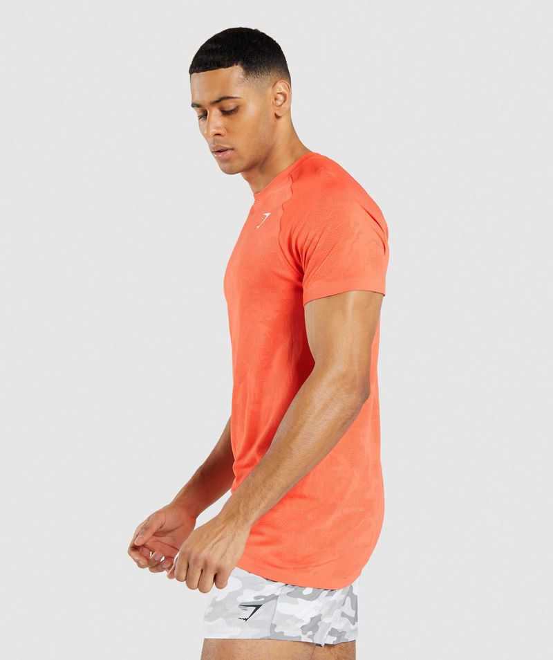 Men's Gymshark Geo Seamless T-Shirts Orange | USA  0687-OJDGC