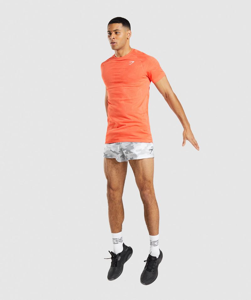 Men's Gymshark Geo Seamless T-Shirts Orange | USA  0687-OJDGC