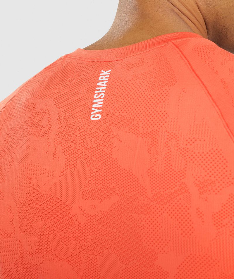 Men's Gymshark Geo Seamless T-Shirts Orange | USA  0687-OJDGC