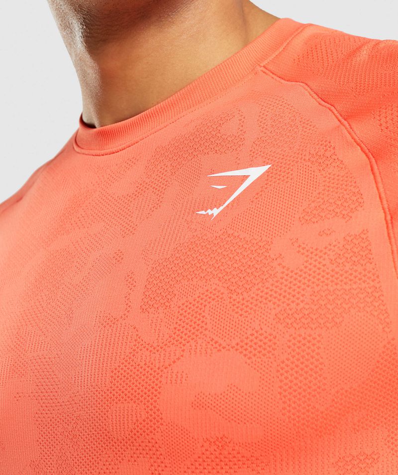 Men's Gymshark Geo Seamless T-Shirts Orange | USA  0687-OJDGC