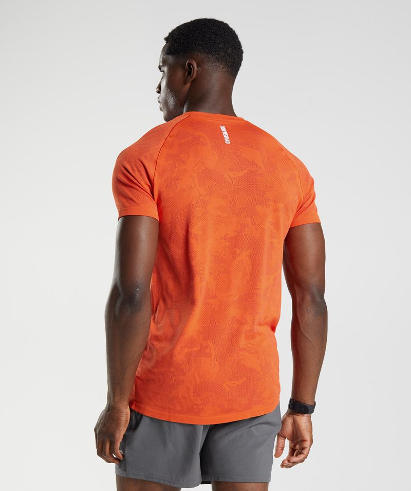 Men's Gymshark Geo Seamless T-Shirts Orange | USA  7931-GRPOV