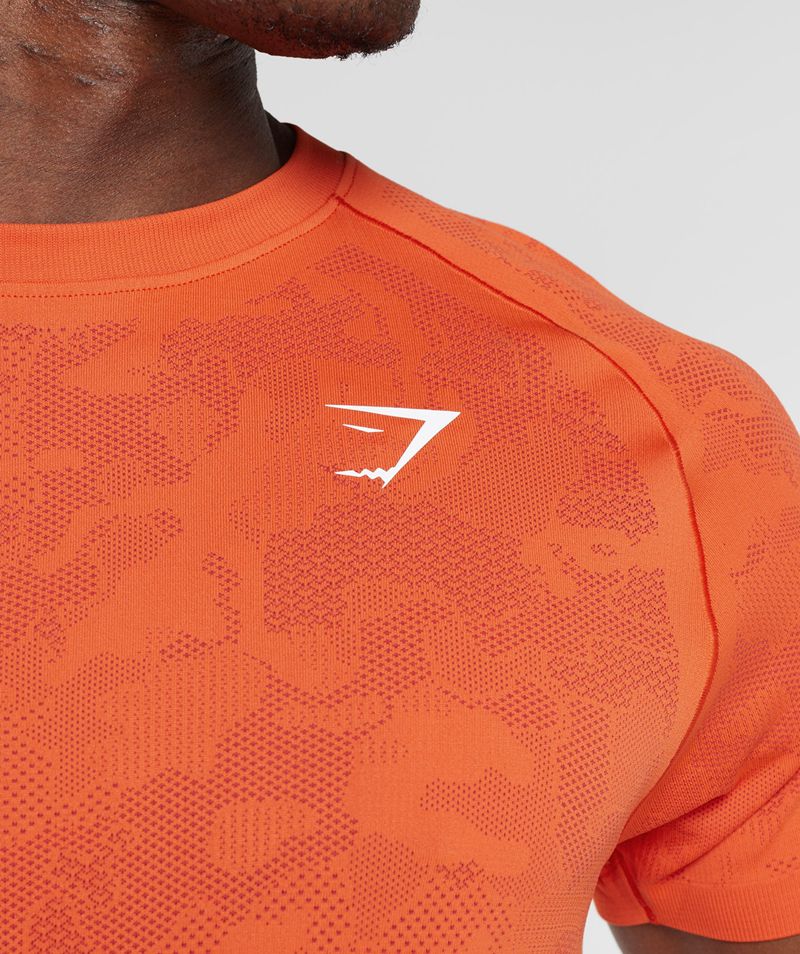 Men's Gymshark Geo Seamless T-Shirts Orange | USA  7931-GRPOV