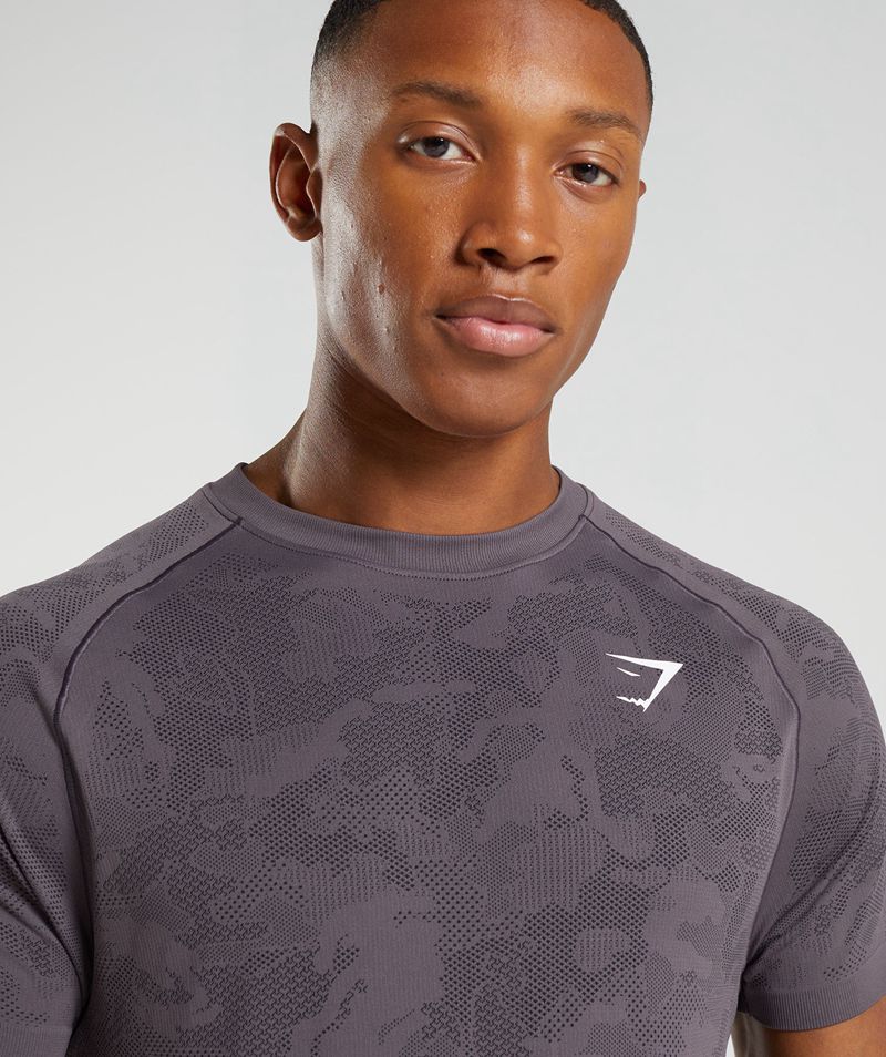 Men's Gymshark Geo Seamless T-Shirts Purple | USA  5247-AQIMD