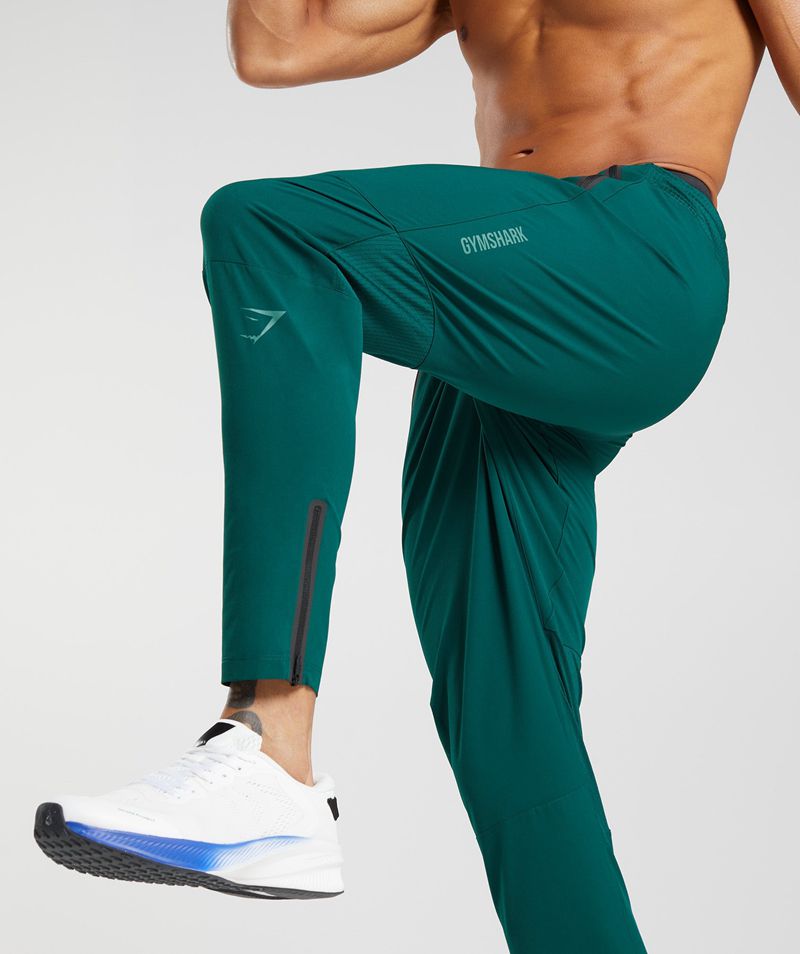 Men's Gymshark Hybrid Woven Joggers Green | USA  9570-RAVOP