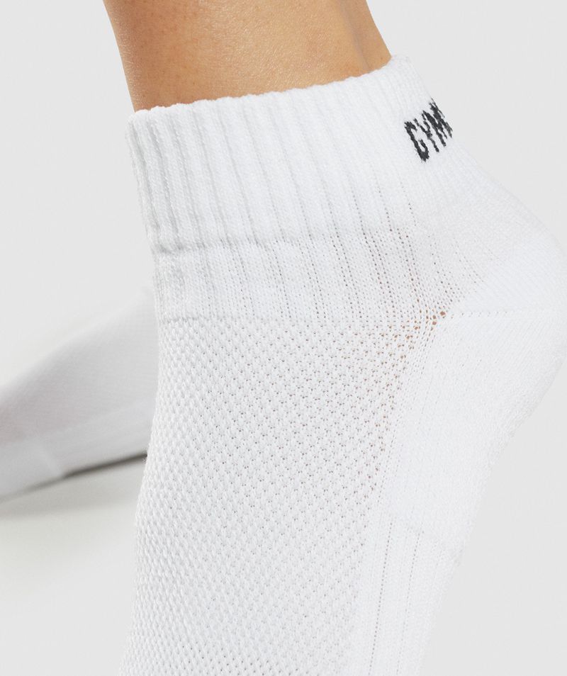 Men's Gymshark Jacquard Quarter 3pk Socks White | USA  8150-WTHJB