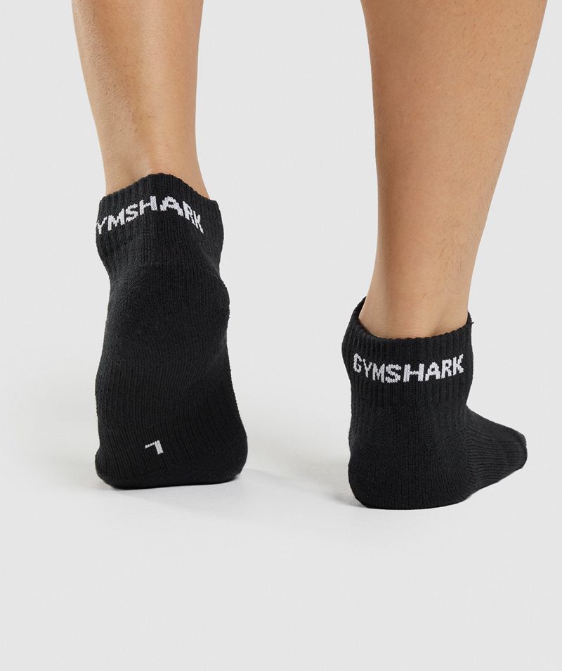 Men's Gymshark Jacquard Quarter 3pk Socks Black | USA  9816-PZHXT