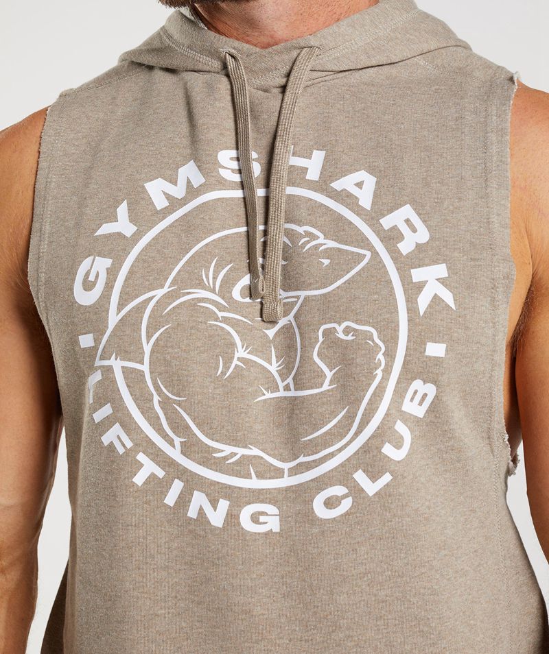 Men's Gymshark Legacy Drop Arm Hoodie Beige | USA  9340-JUXDF