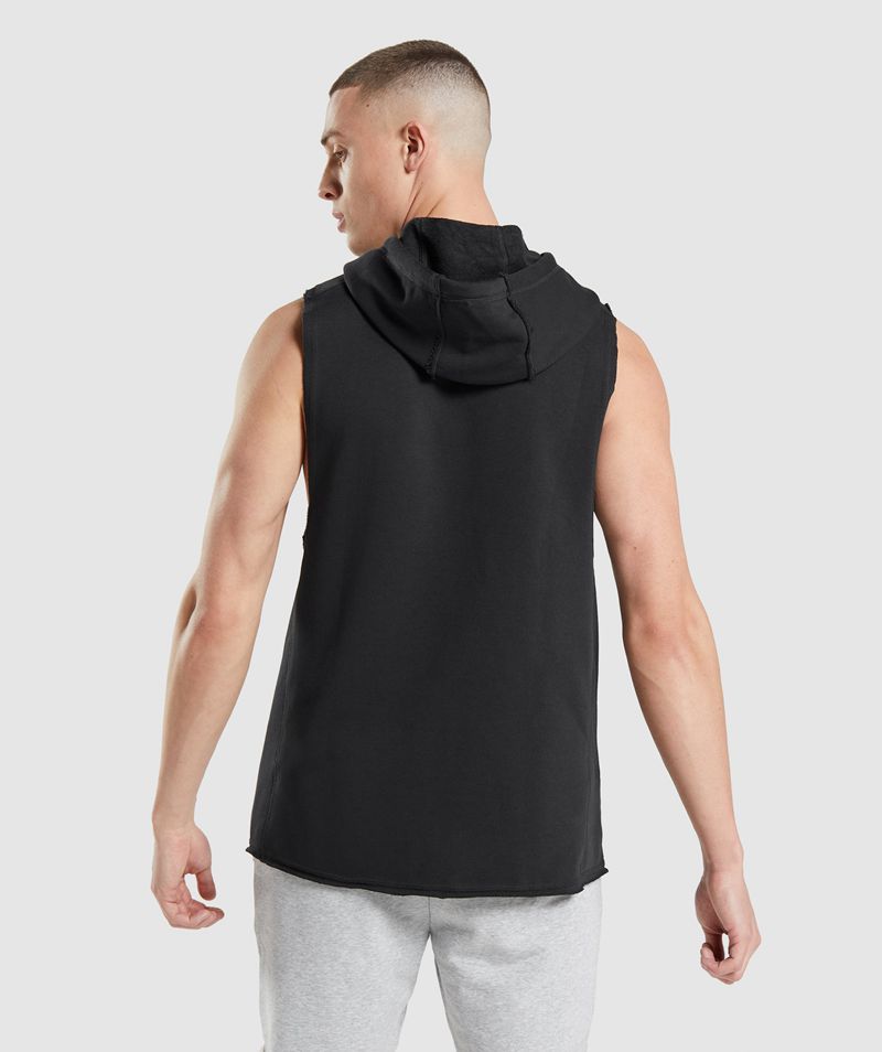 Men's Gymshark Legacy Drop Arm Hoodie Black | USA  2097-TEZON