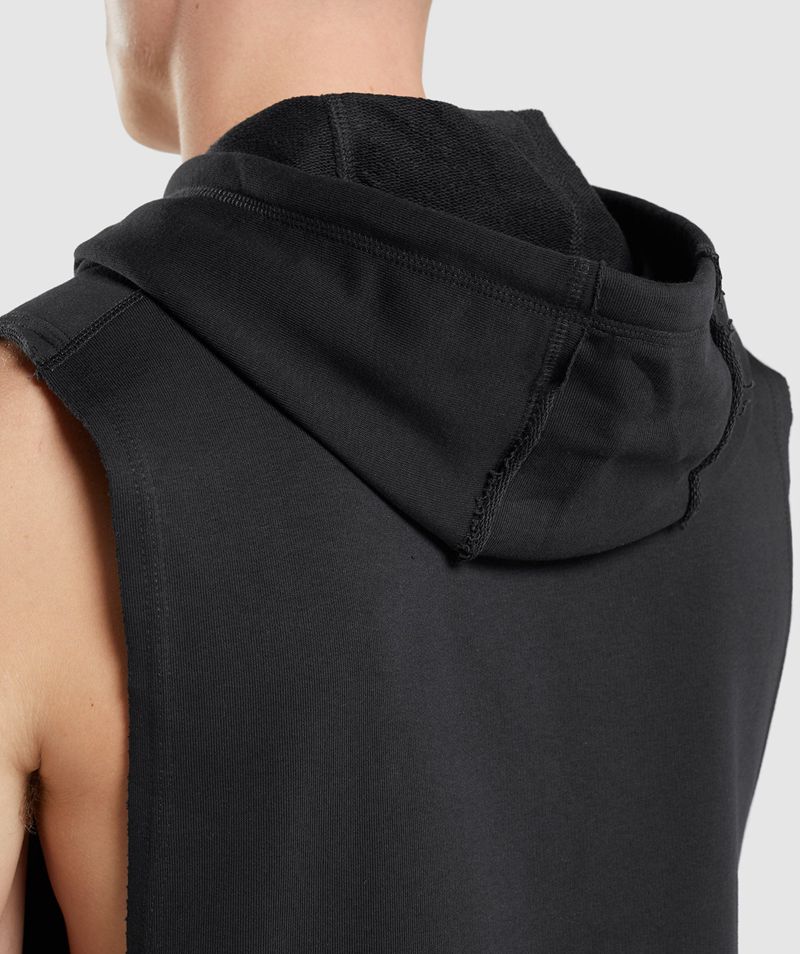 Men's Gymshark Legacy Drop Arm Hoodie Black | USA  2097-TEZON