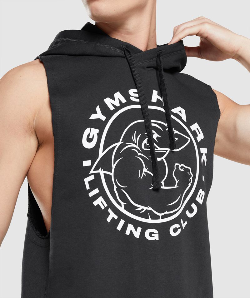 Men's Gymshark Legacy Drop Arm Hoodie Black | USA  2097-TEZON