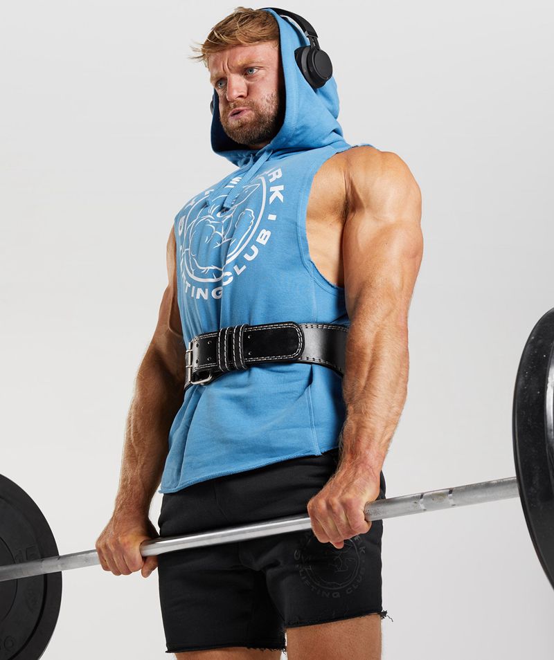 Men's Gymshark Legacy Drop Arm Hoodie Blue | USA  4605-QFPAK