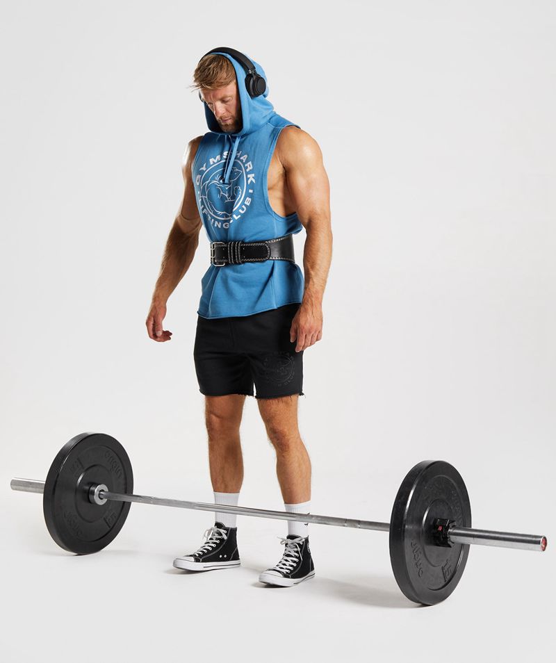 Men's Gymshark Legacy Drop Arm Hoodie Blue | USA  4605-QFPAK