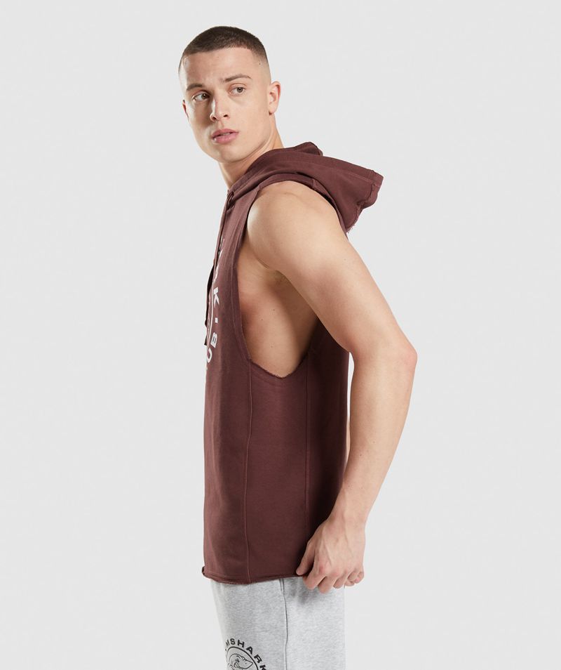 Men's Gymshark Legacy Drop Arm Hoodie Burgundy | USA  4170-QVIYJ