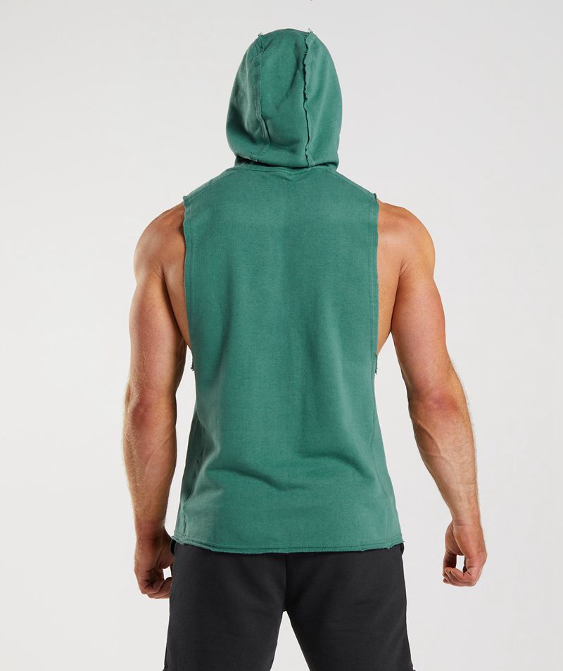 Men's Gymshark Legacy Drop Arm Hoodie Green | USA  1287-VQLTD