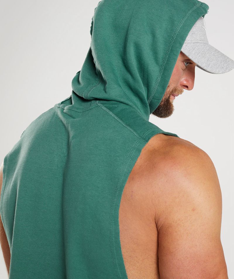 Men's Gymshark Legacy Drop Arm Hoodie Green | USA  1287-VQLTD