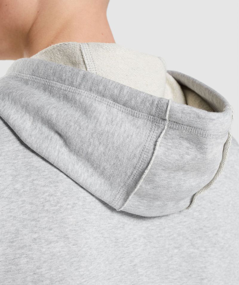 Men's Gymshark Legacy Drop Arm Hoodie Light Grey | USA  5267-UOWBZ