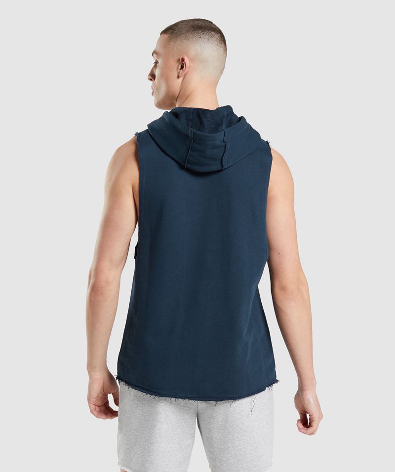 Men's Gymshark Legacy Drop Arm Hoodie Navy | USA  2691-ELPQC