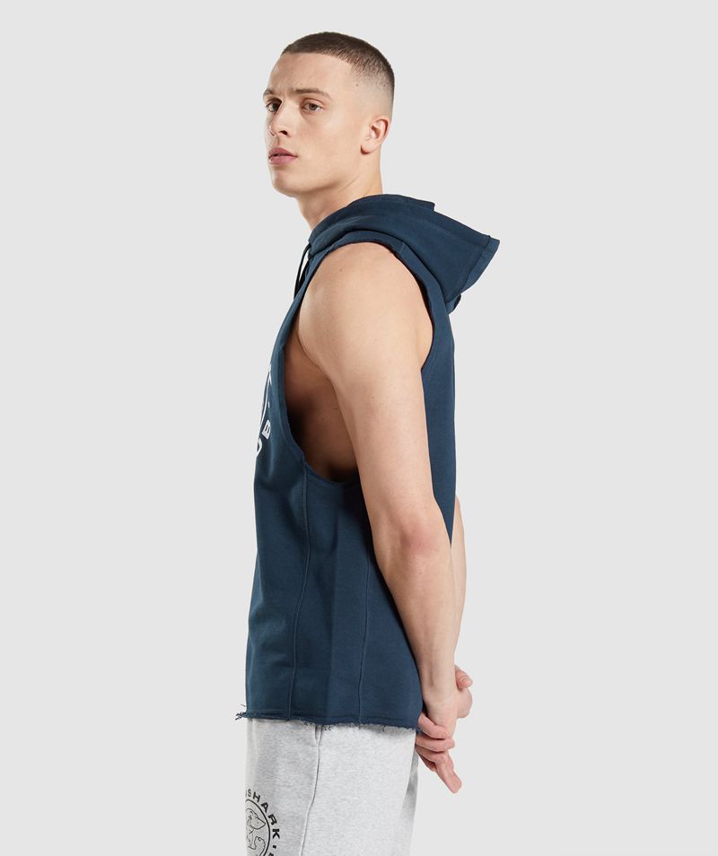 Men's Gymshark Legacy Drop Arm Hoodie Navy | USA  2691-ELPQC