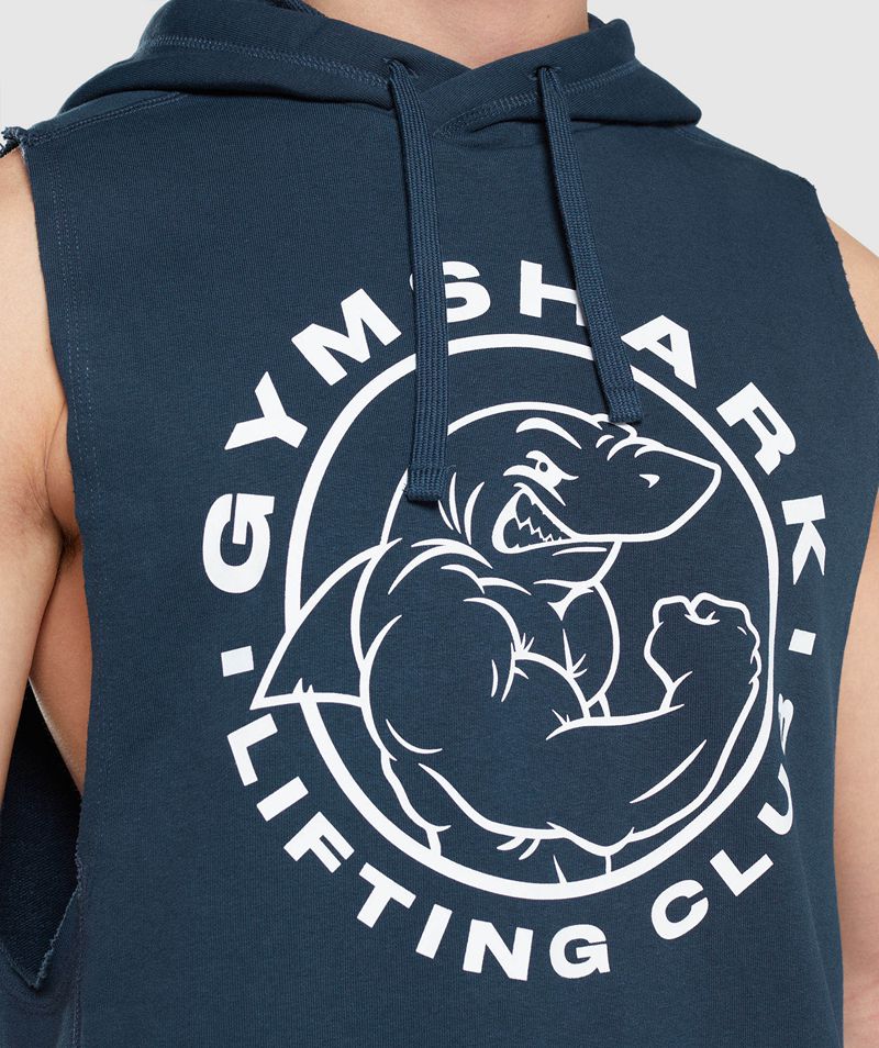 Men's Gymshark Legacy Drop Arm Hoodie Navy | USA  2691-ELPQC