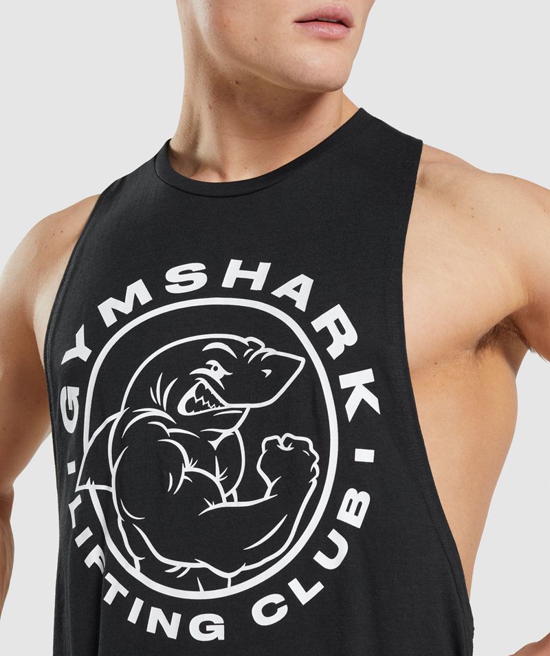 Men's Gymshark Legacy Drop Arm Tank Tops Black | USA  1297-YUSKQ