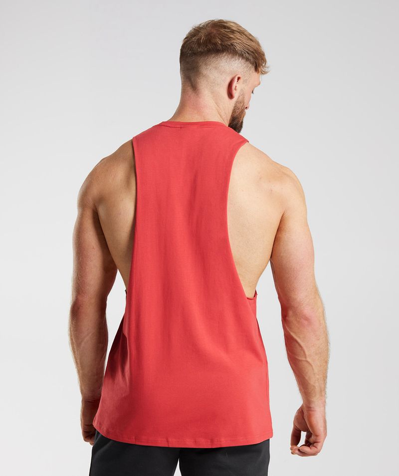 Men's Gymshark Legacy Drop Arm Tank Tops Red | USA  1934-OJTNB