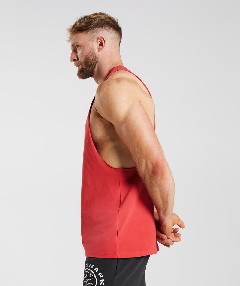 Men's Gymshark Legacy Drop Arm Tank Tops Red | USA  1934-OJTNB