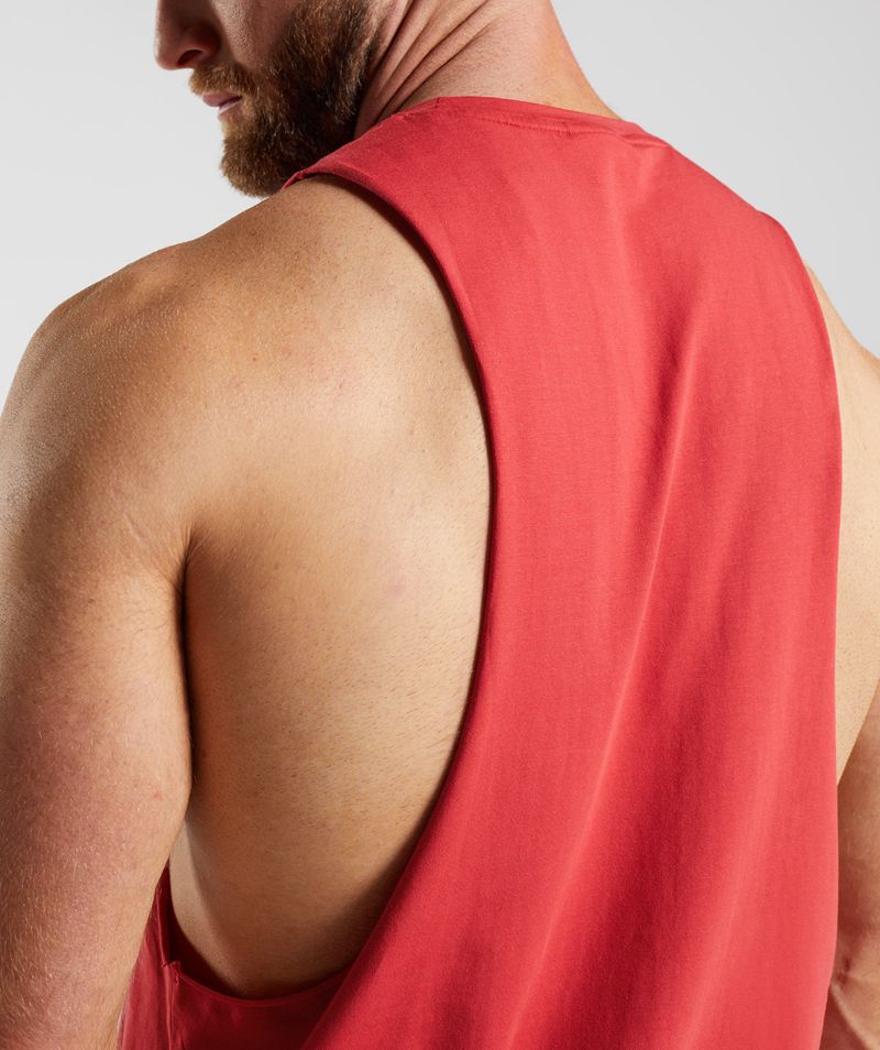 Men's Gymshark Legacy Drop Arm Tank Tops Red | USA  1934-OJTNB