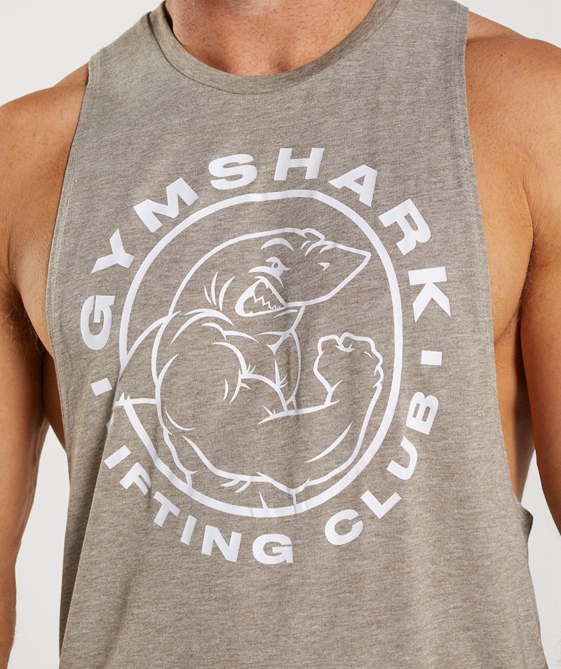 Men's Gymshark Legacy Drop Arm Tank Tops Beige | USA  4387-OBUTM