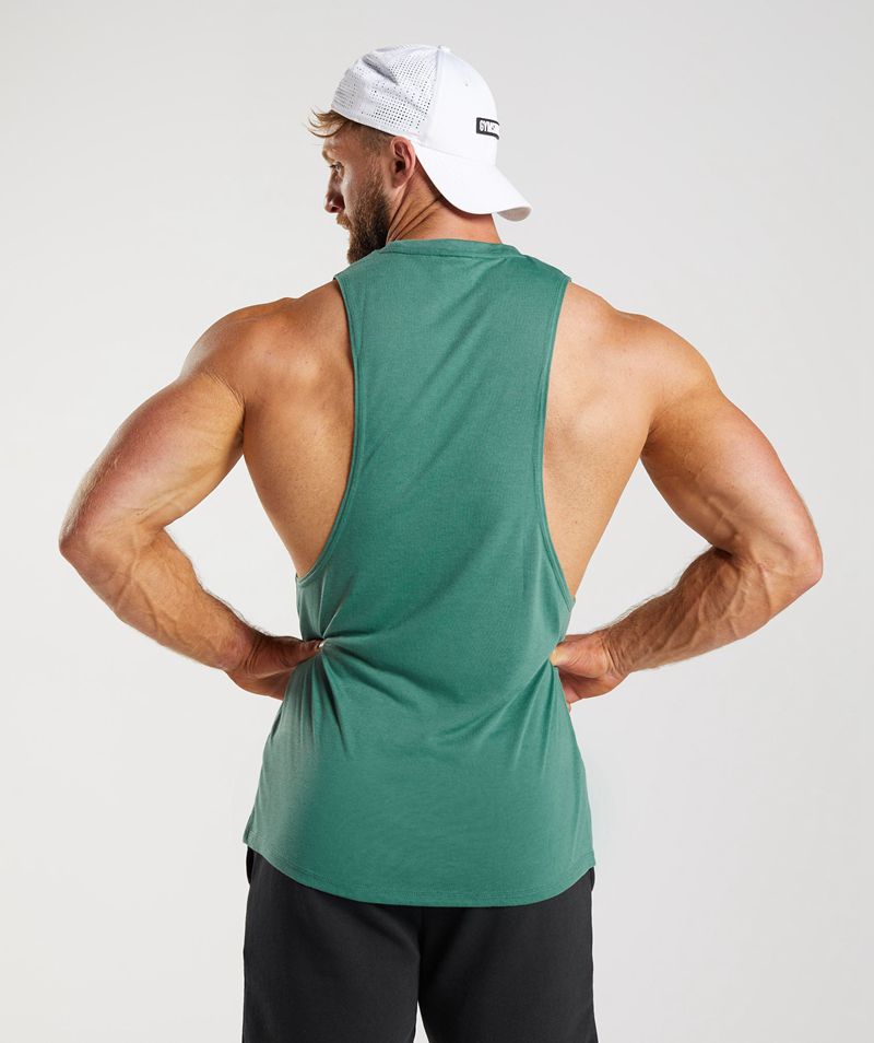 Men's Gymshark Legacy Drop Arm Tank Tops Green | USA  4932-GDTYU