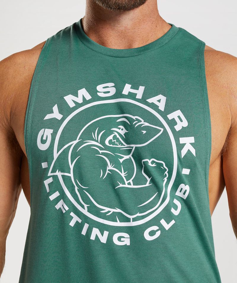 Men's Gymshark Legacy Drop Arm Tank Tops Green | USA  4932-GDTYU