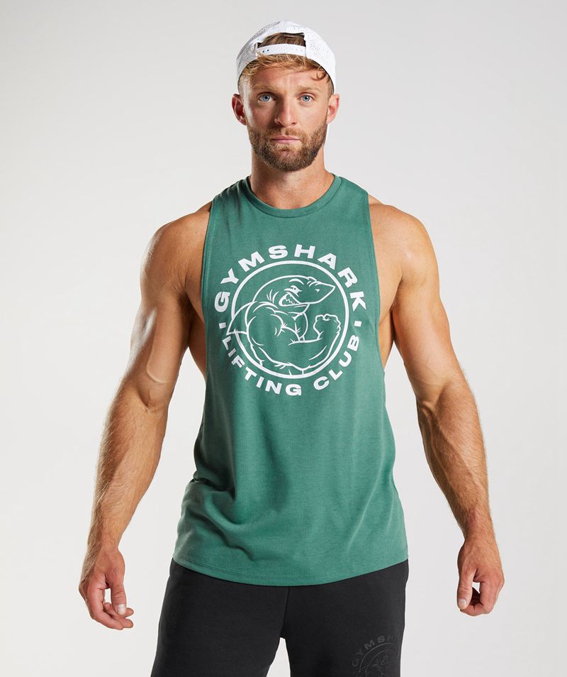 Men\'s Gymshark Legacy Drop Arm Tank Tops Green | USA  4932-GDTYU