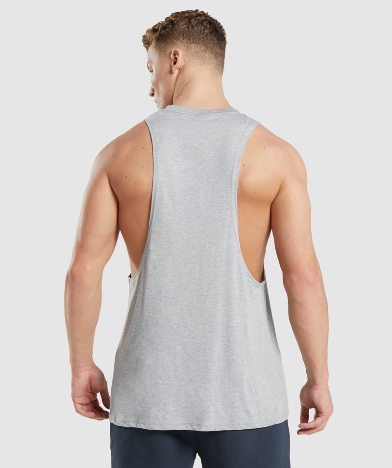 Men's Gymshark Legacy Drop Arm Tank Tops Light Grey | USA  5341-IEAZK