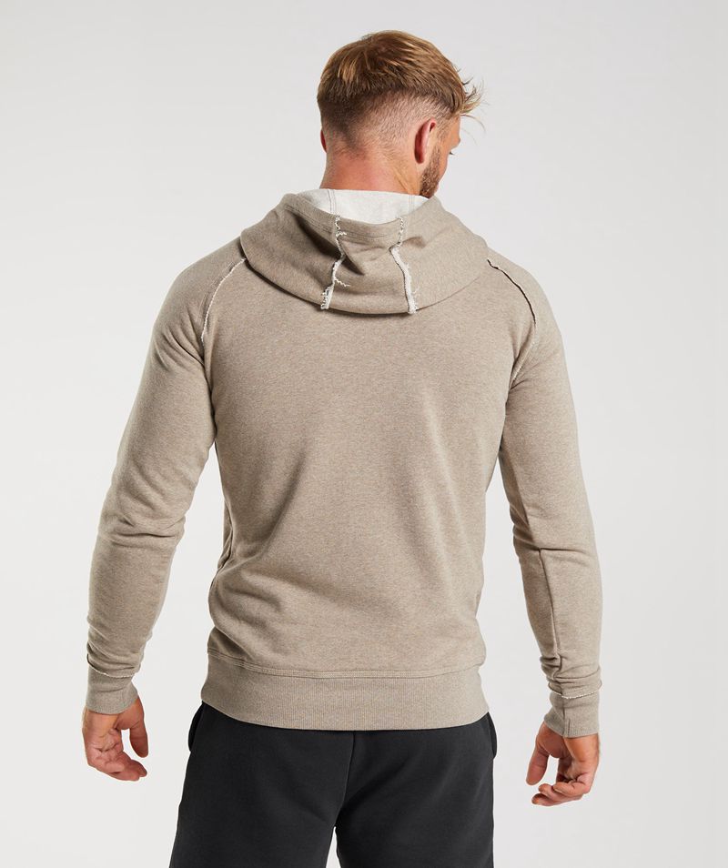 Men's Gymshark Legacy Hoodie Beige | USA  0597-SVTZQ