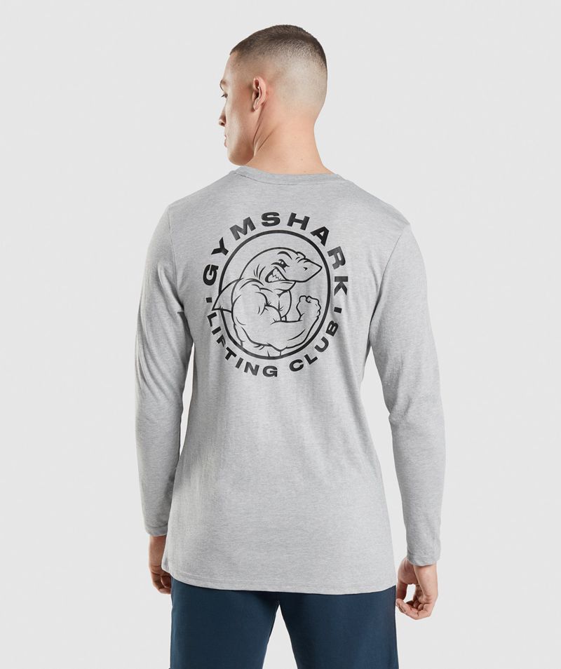 Men's Gymshark Legacy Long Sleeve T-Shirts Light Grey | USA  0195-BPVSX