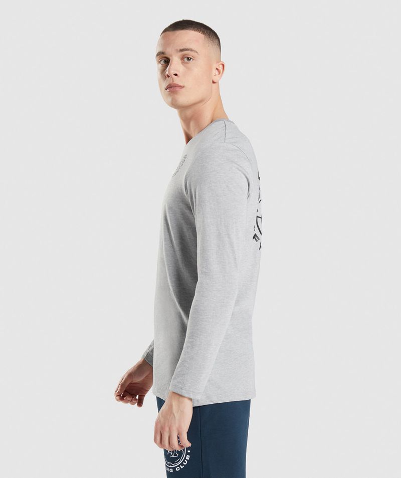 Men's Gymshark Legacy Long Sleeve T-Shirts Light Grey | USA  0195-BPVSX