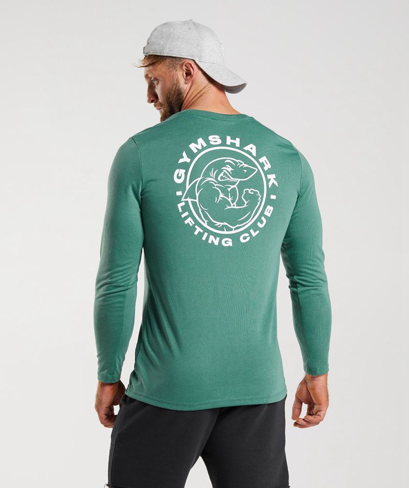 Men's Gymshark Legacy Long Sleeve T-Shirts Green | USA  3419-FNXYP