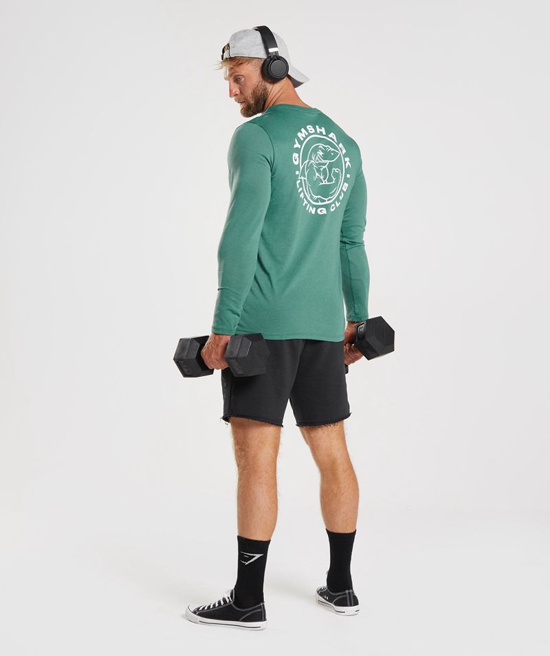 Men's Gymshark Legacy Long Sleeve T-Shirts Green | USA  3419-FNXYP