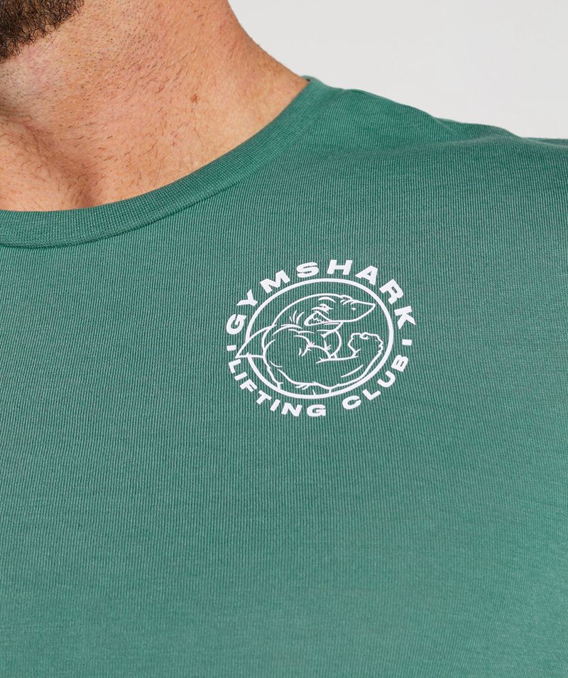 Men's Gymshark Legacy Long Sleeve T-Shirts Green | USA  3419-FNXYP