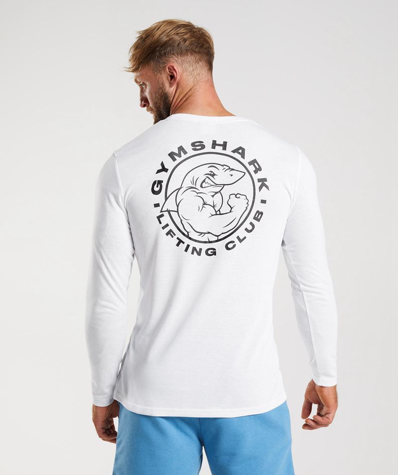 Men's Gymshark Legacy Long Sleeve T-Shirts White | USA  7568-OBXKT