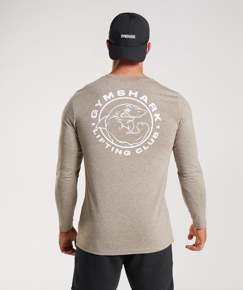 Men's Gymshark Legacy Long Sleeve T-Shirts Beige | USA  8412-VWJNQ