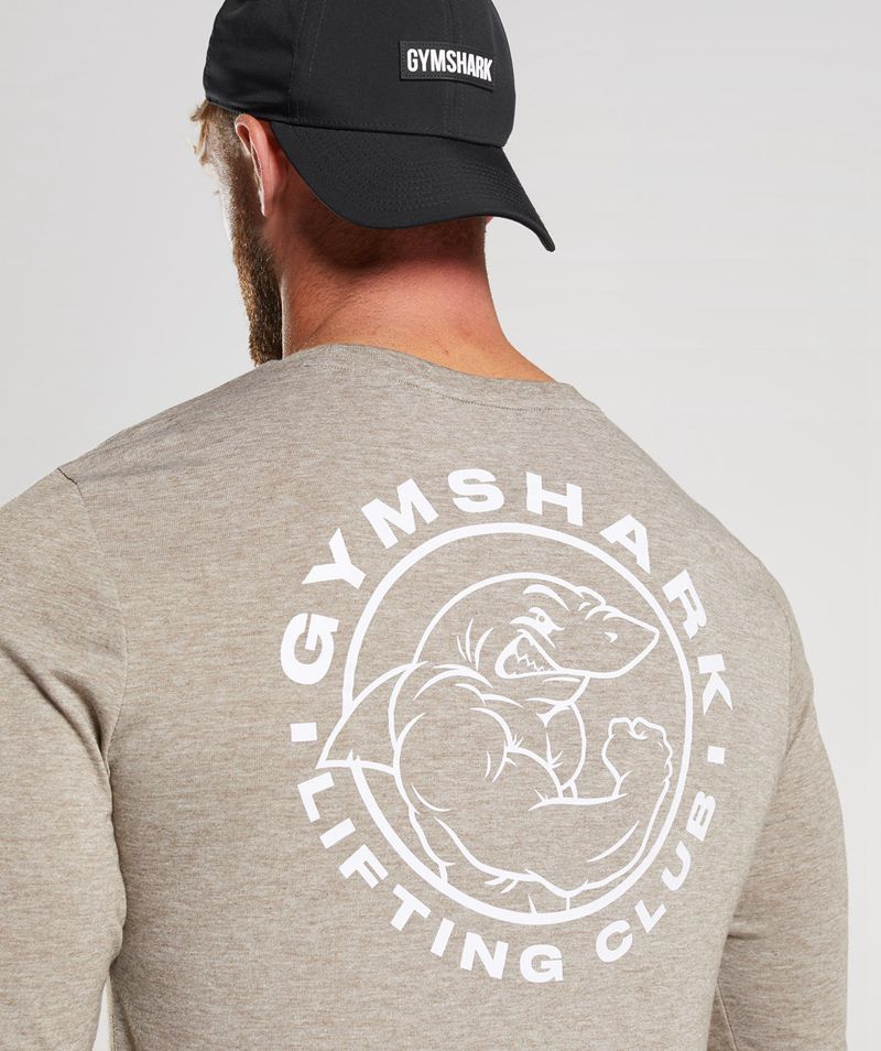 Men's Gymshark Legacy Long Sleeve T-Shirts Beige | USA  8412-VWJNQ