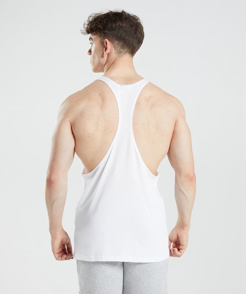 Men's Gymshark Legacy Stringer White | USA  4190-MRKGS