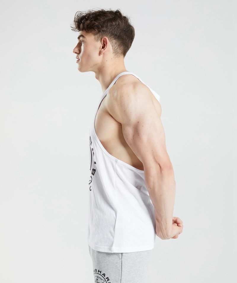 Men's Gymshark Legacy Stringer White | USA  4190-MRKGS