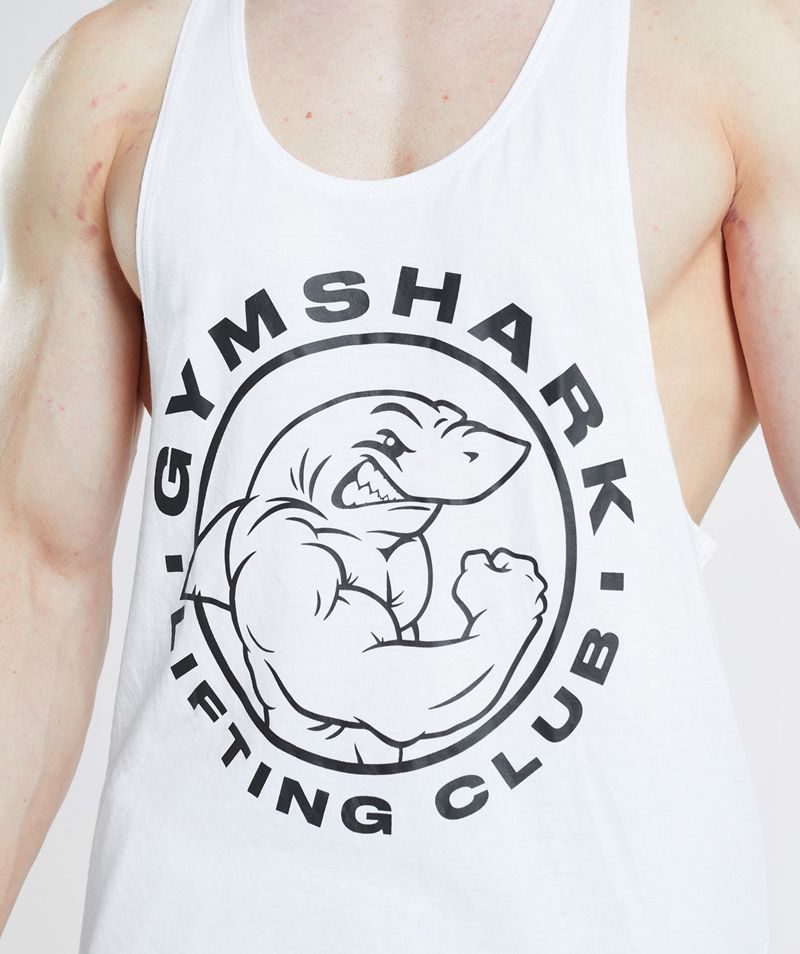 Men's Gymshark Legacy Stringer White | USA  4190-MRKGS