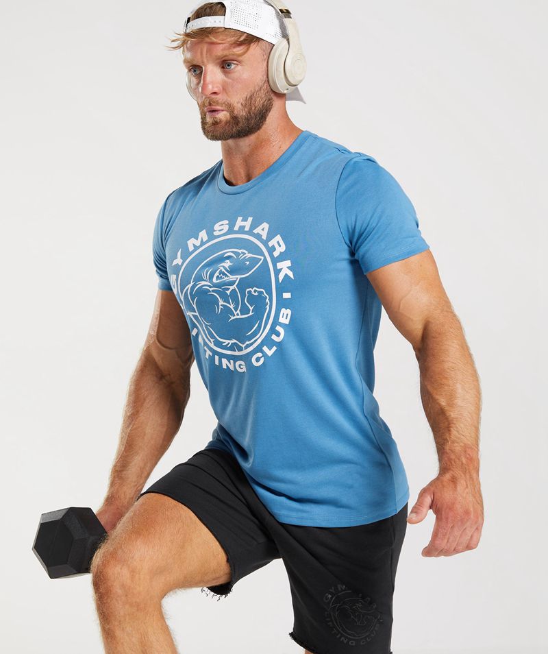 Men's Gymshark Legacy T-Shirts Blue | USA  0963-OTUJD