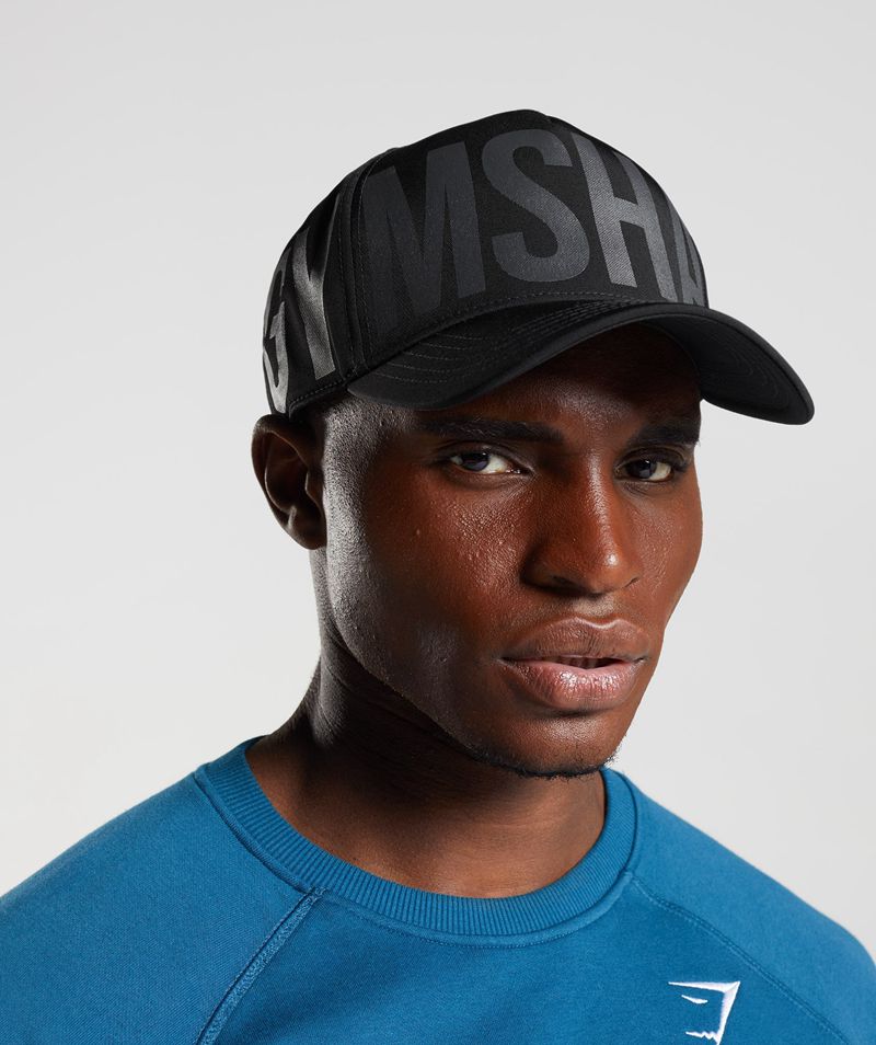 Men's Gymshark Logo Trucker Caps Black | USA  3097-CPIDW