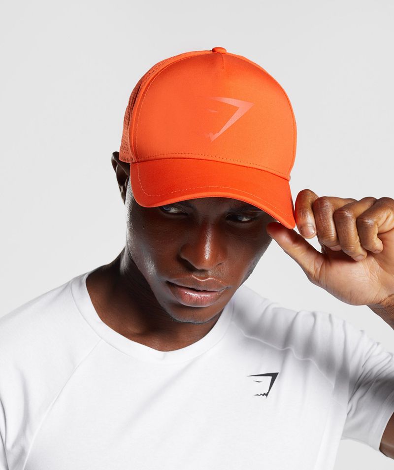 Men's Gymshark Mesh Trucker Hats Orange | USA  9170-KEJMD