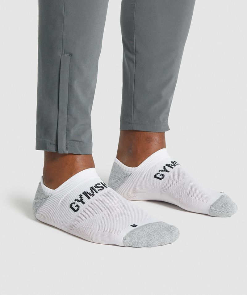 Men's Gymshark No Show Performance Socks White | USA  4659-OKHBU