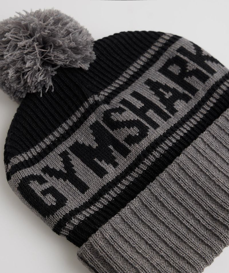 Men's Gymshark Pom Beanie Black Grey | USA  3875-SPRWY