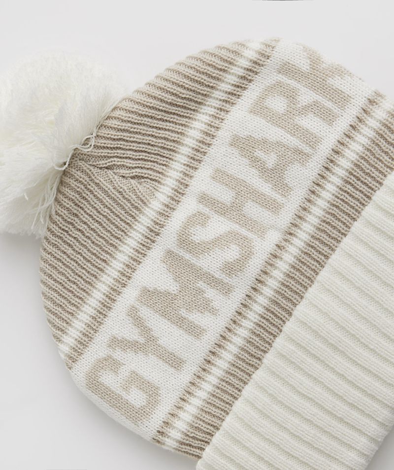 Men's Gymshark Pom Beanie Grey White | USA  9062-GTNBH